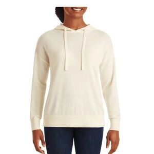 Member's Mark Women's size S Cashmere Blend Hoodie Knit Pullover Cream Ivory